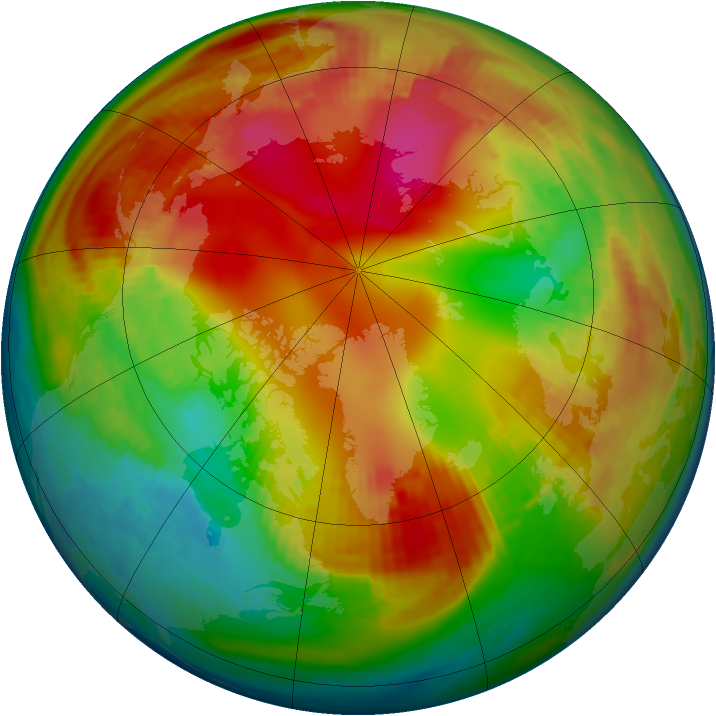 Arctic ozone map for 03 February 1991